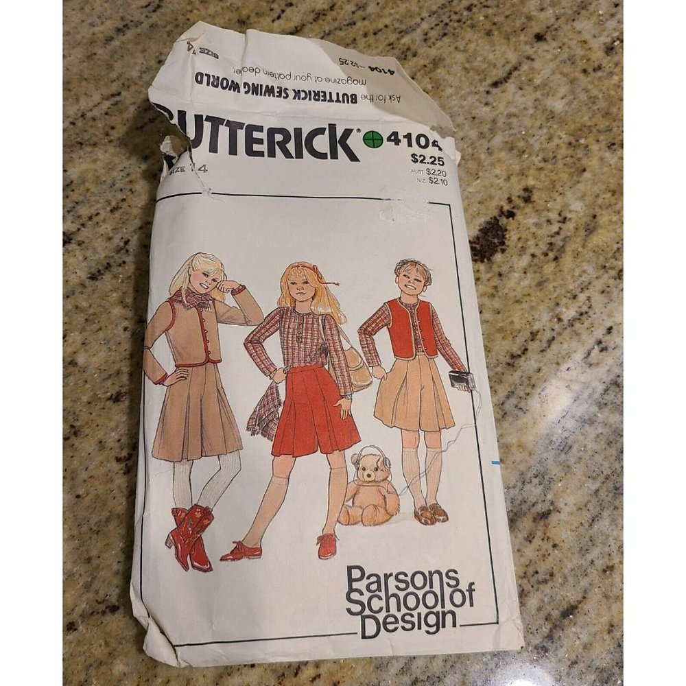 Butterick 4104 Girl's Jacket, Vest, Top, Culottes & Scarf Pattern - Size 14